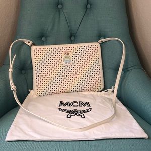 MCM White Crossbody Bag with Multicolor Dots
